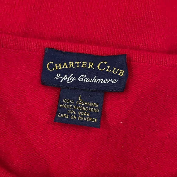 Charter Club 100% 2 Ply Cashmere Classic Red Sweater EC Size L - Picture 3 of 6